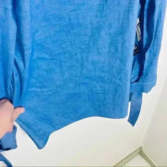 Tibi Cold-Shoulder Chambray Cut-Out Blouse Bow-Tie Sleeves XS - Picture 4 of 8